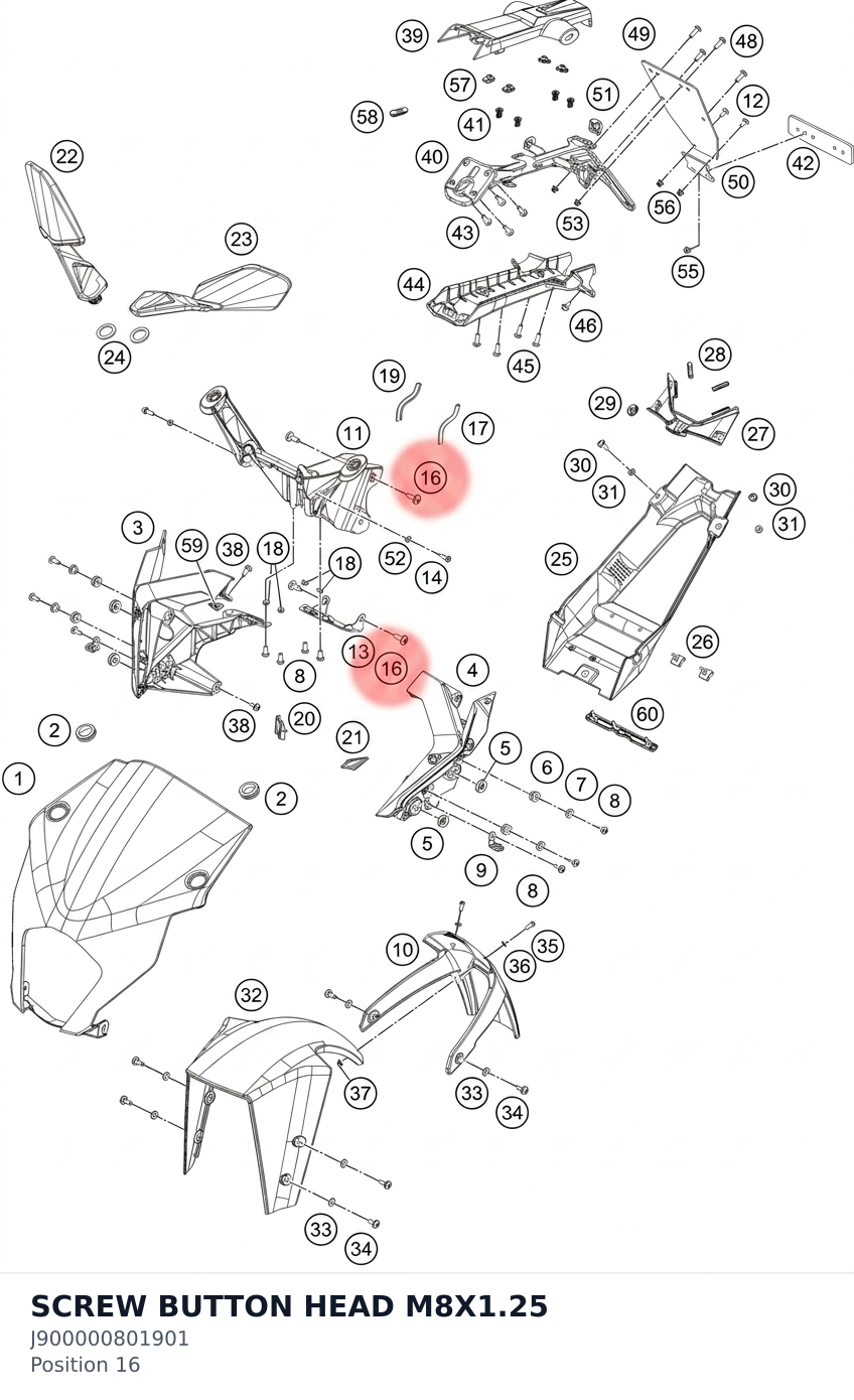 Diagram preview: SCREW BUTTON HEAD M8X1.25 (J900000801901)