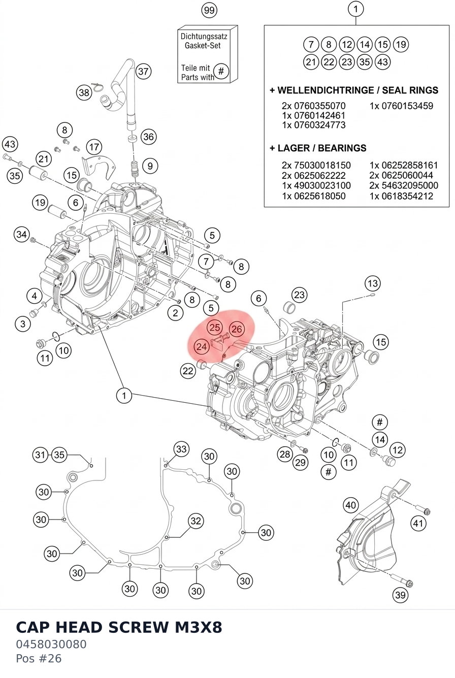 Diagram preview: CAP HEAD SCREW M3X8 (0458030080)