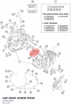 Diagram preview: CAP HEAD SCREW M3X8 (0458030080)