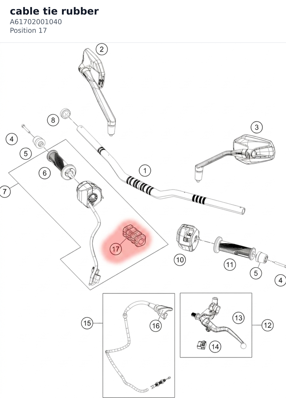 Diagram preview: cable tie rubber (A61702001040)