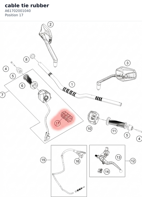 Diagram preview: cable tie rubber (A61702001040)