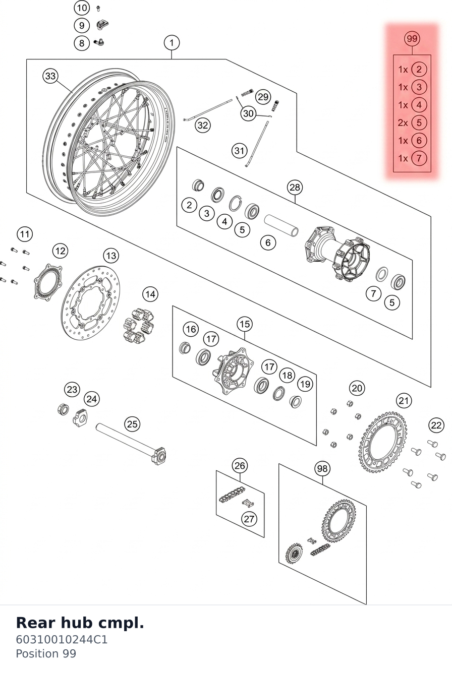 Diagram preview: Rear hub cmpl. (60310010244C1)