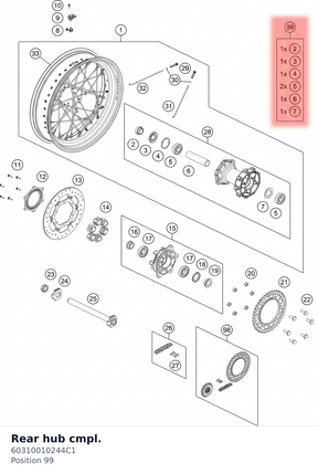 Diagram preview: Rear hub cmpl. (60310010244C1)