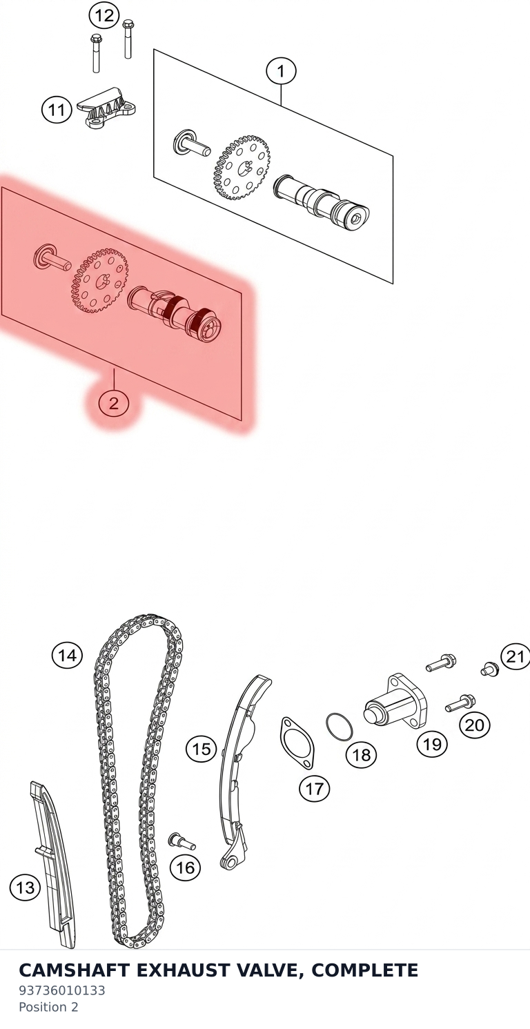 Diagram preview: CAMSHAFT EXHAUST VALVE, COMPLETE (93736010133)
