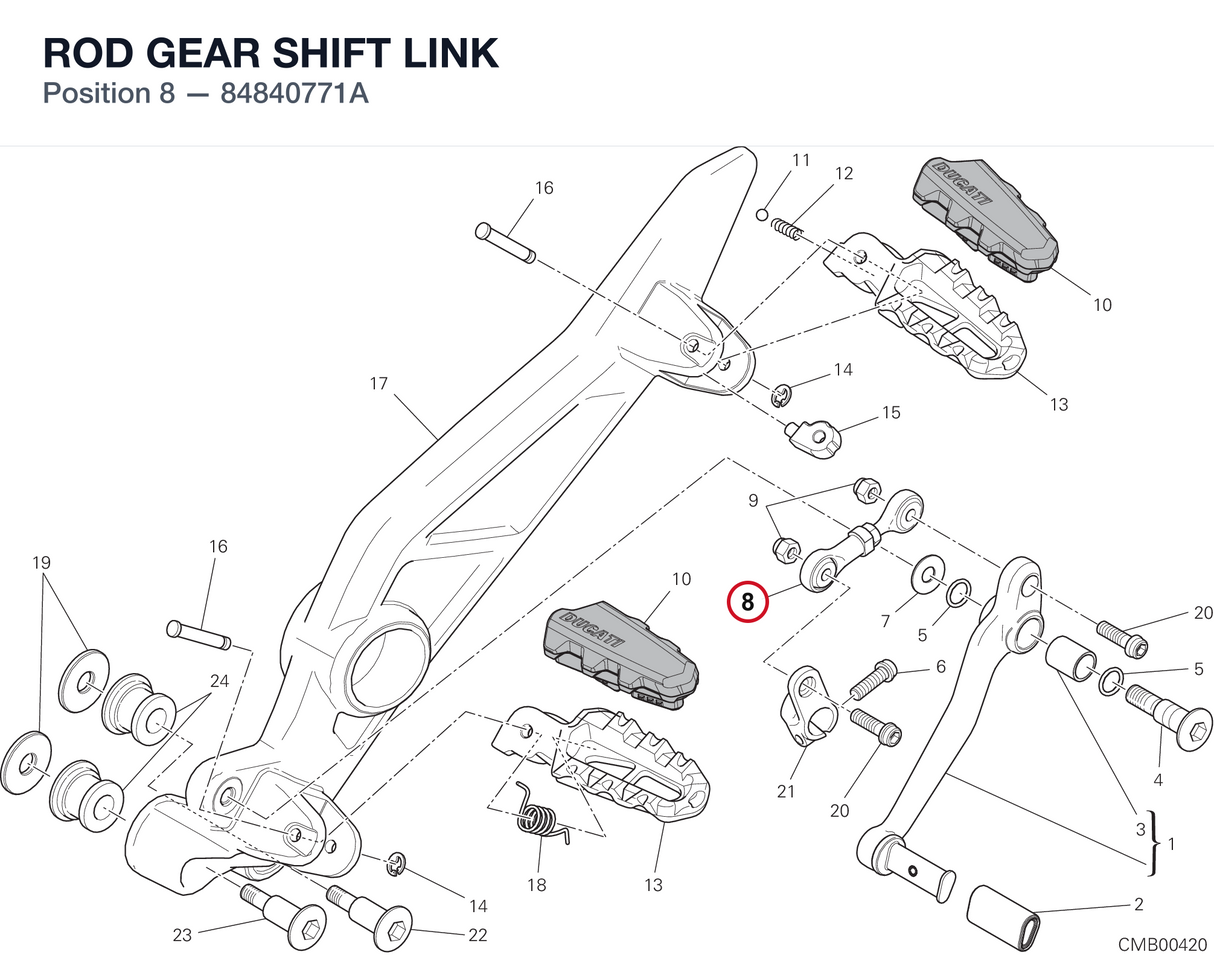 ROD GEAR SHIFT LINK 84840771A diagram position