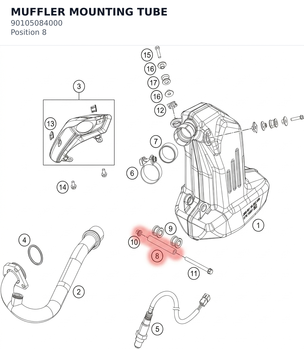 Diagram preview: MUFFLER MOUNTING TUBE (90105084000)