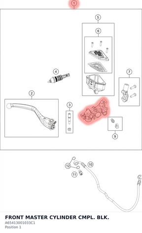 Diagram preview: FRONT MASTER CYLINDER CMPL. BLK. (A65413001033C1)