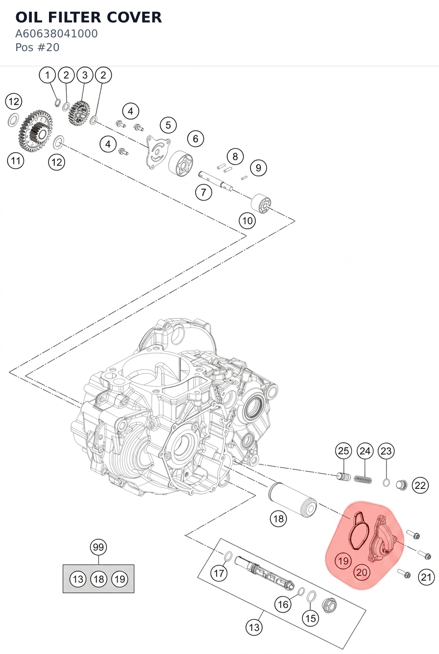 Diagram preview: OIL FILTER COVER (A60638041000)