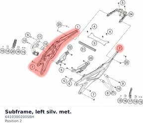 Diagram preview: Subframe, left silv. met. (64103002005BH)