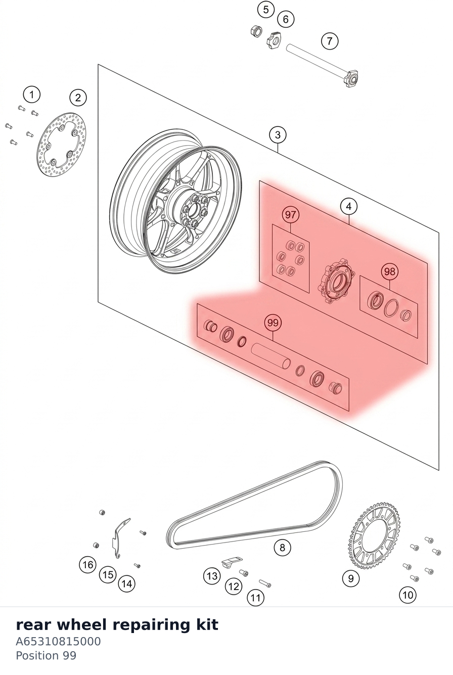 Diagram preview: rear wheel repairing kit (A65310815000)