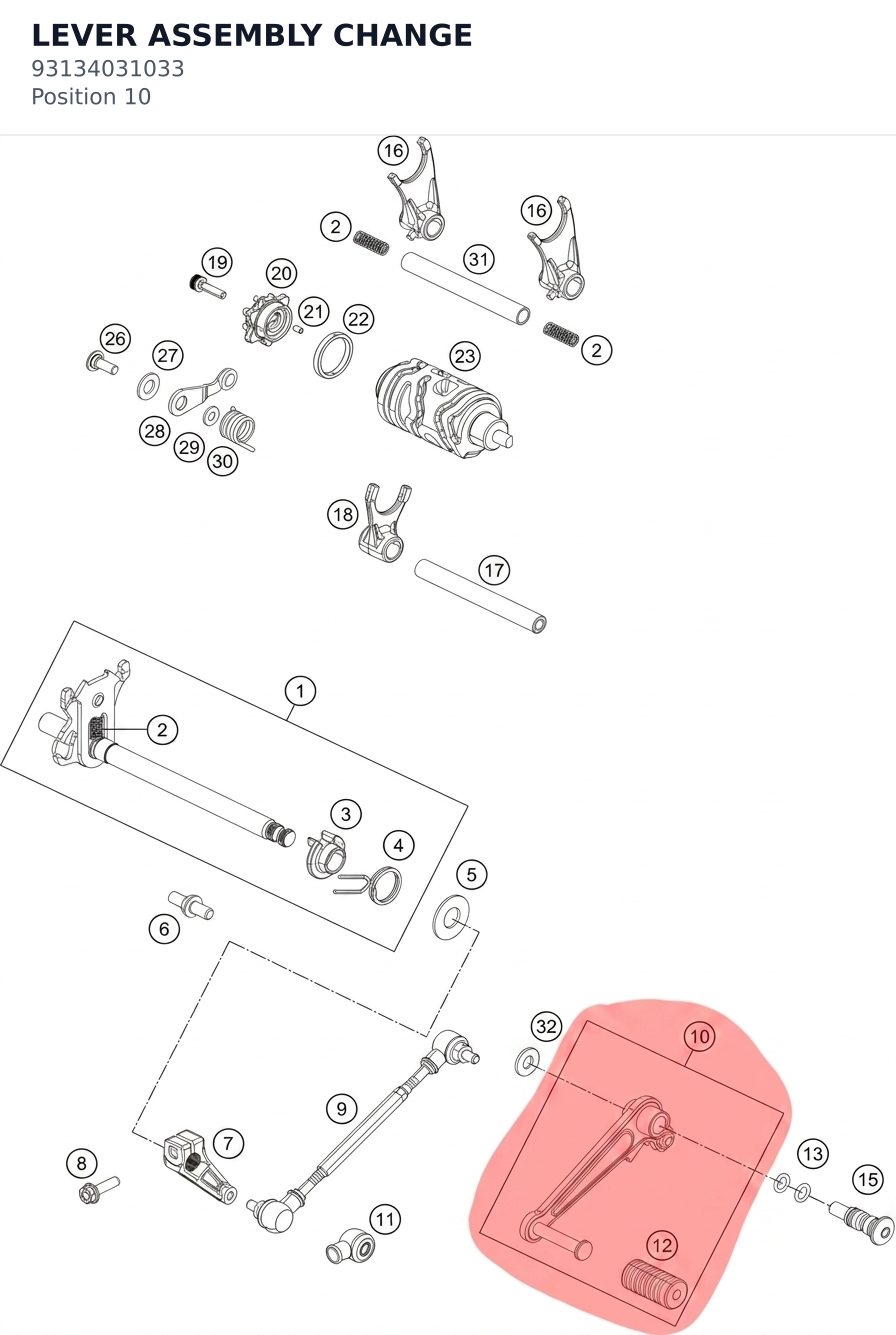 Diagram preview: LEVER ASSEMBLY CHANGE (93134031033)