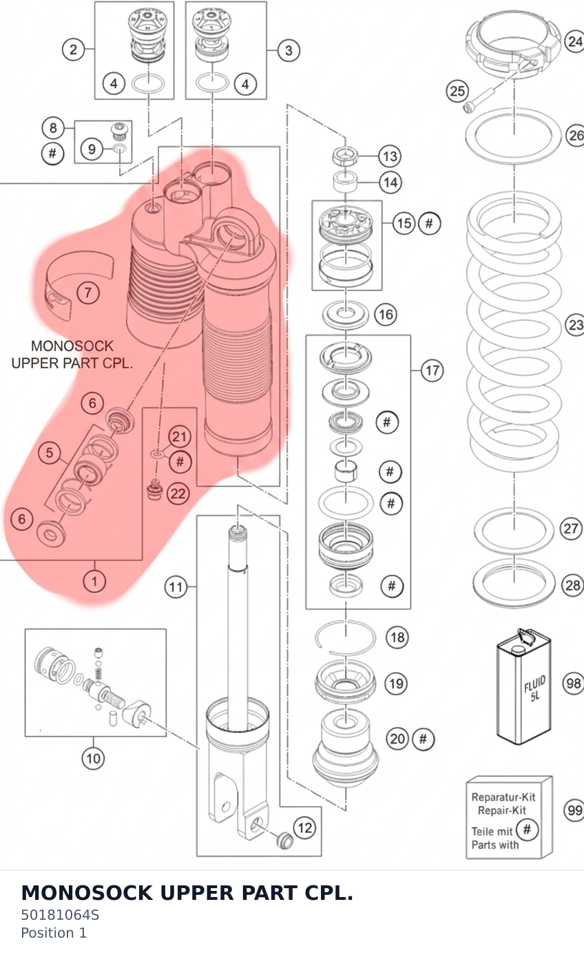 Diagram preview: MONOSOCK UPPER PART CPL. (50181064S)