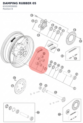 Diagram preview: DAMPING RUBBER              05 (61010059000)