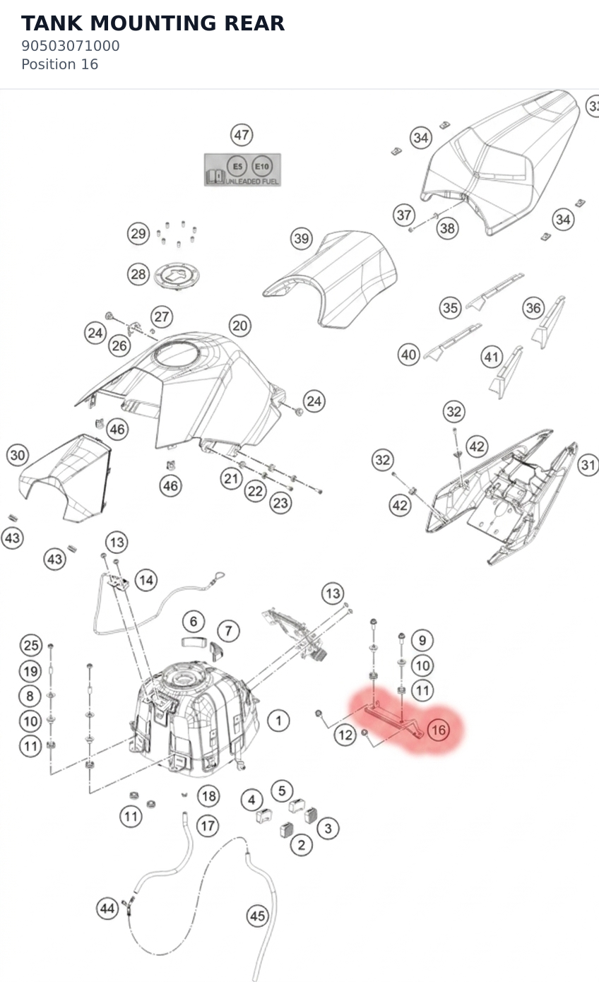 Diagram preview: TANK MOUNTING REAR (90503071000)
