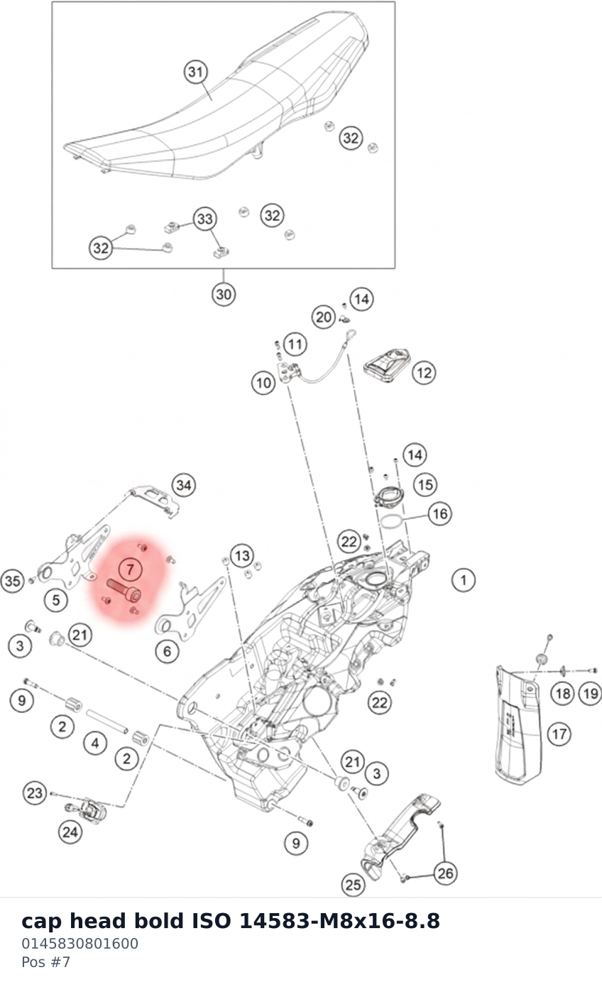 Diagram preview: cap head bold ISO 14583-M8x16-8.8 (0145830801600)