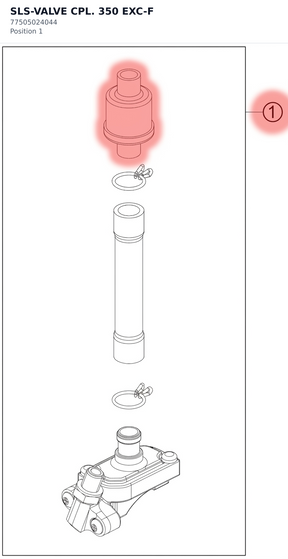 Diagram preview: SLS-VALVE CPL.  350 EXC-F (77505024044)