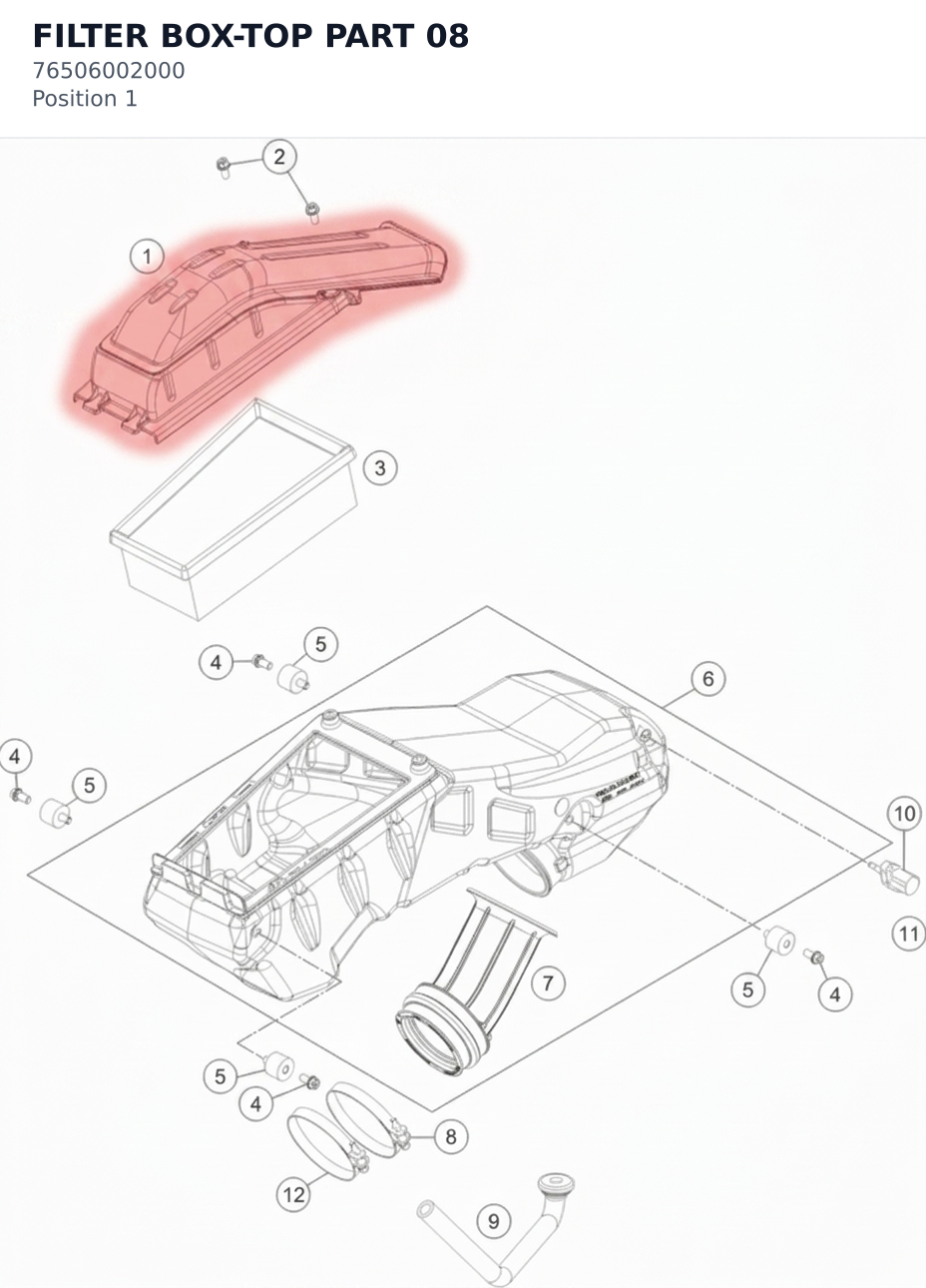 Diagram preview: FILTER BOX-TOP PART 08 (76506002000)