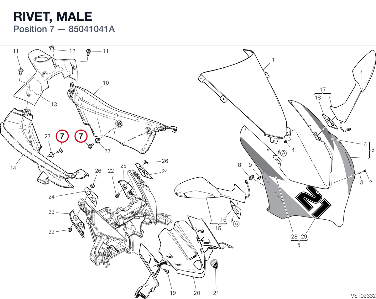 RIVET, MALE 85041041A diagram position
