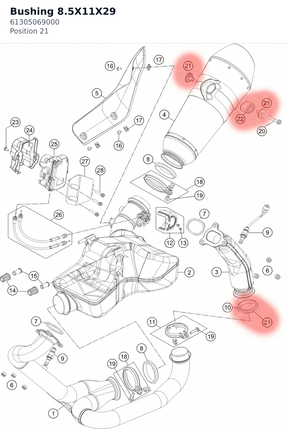 Diagram preview: Bushing  8.5X11X29 (61305069000)