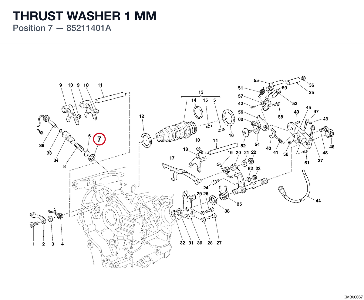 THRUST WASHER 1 MM 85211401A diagram position