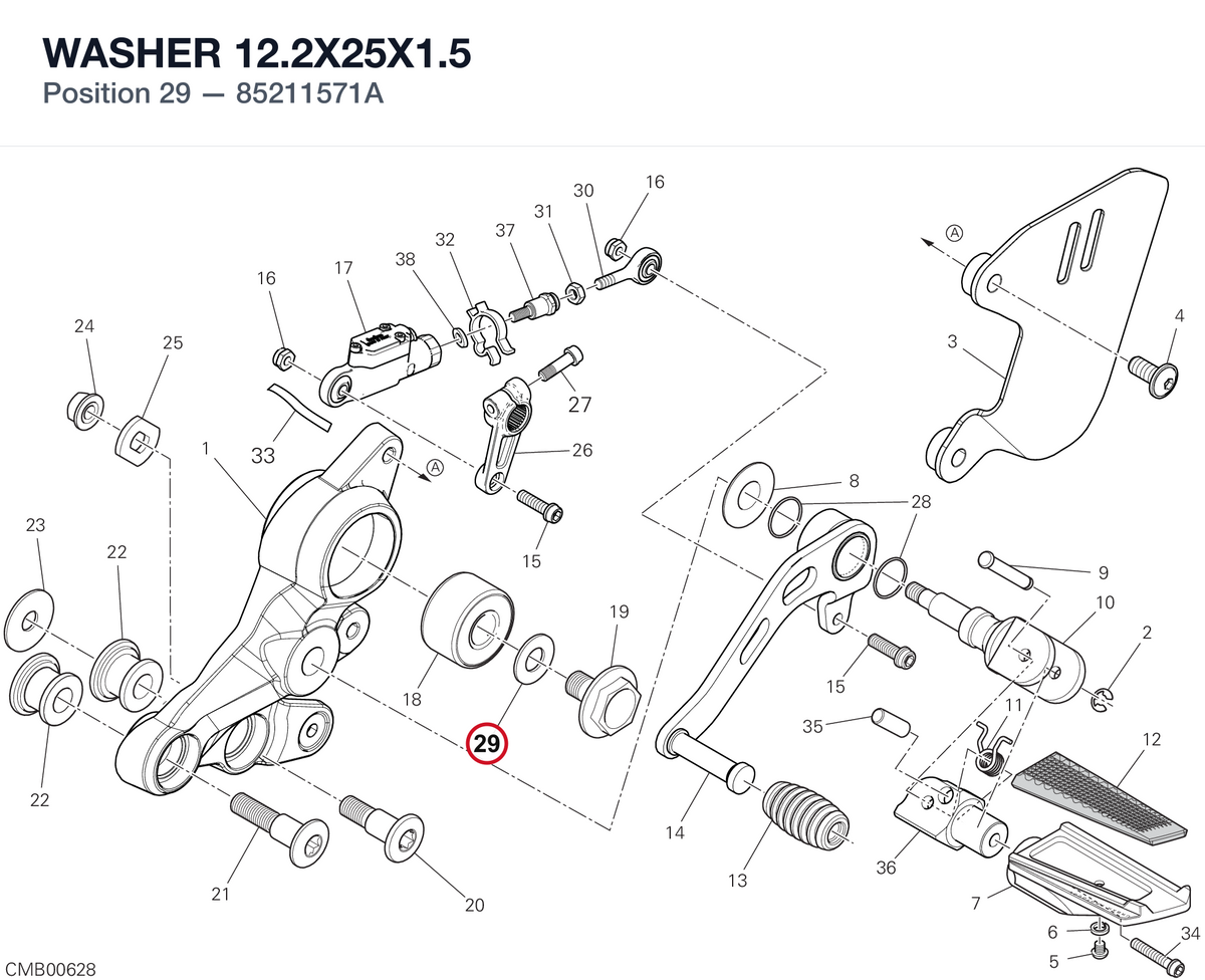 WASHER 12.2X25X1.5 85211571A diagram position