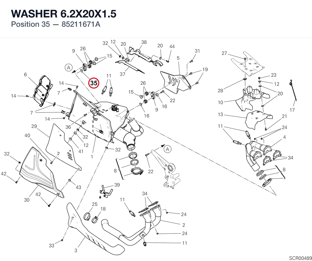 WASHER 6.2X20X1.5 85211671A diagram position