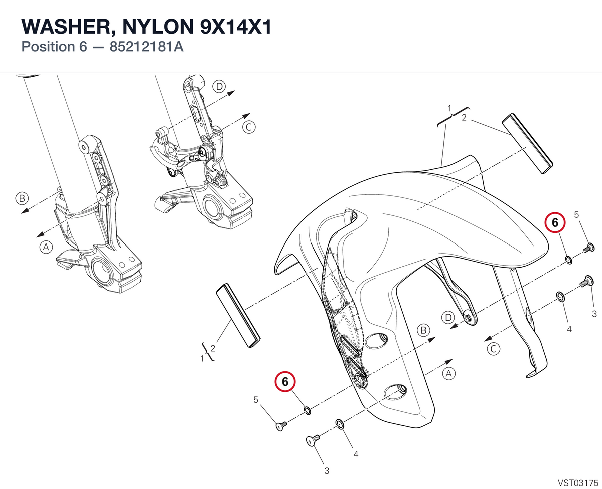 WASHER, NYLON 9X14X1 85212181A diagram position