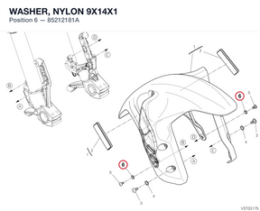 WASHER, NYLON 9X14X1 85212181A diagram position
