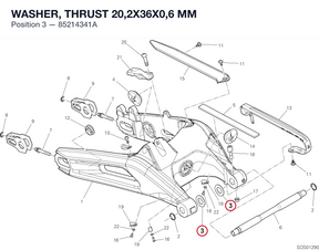 WASHER, THRUST 20,2X36X0,6 MM 85214341A diagram position