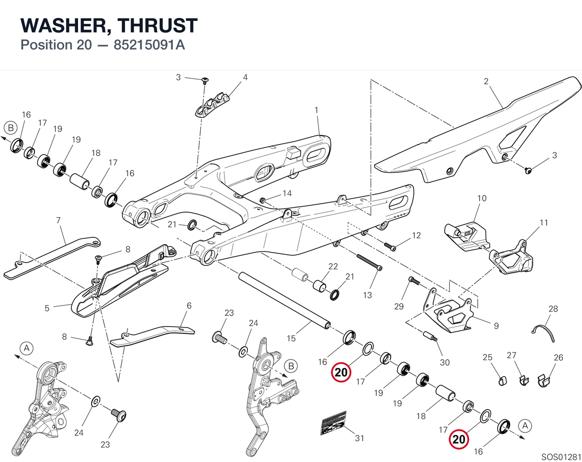 WASHER, THRUST 85215091A diagram position
