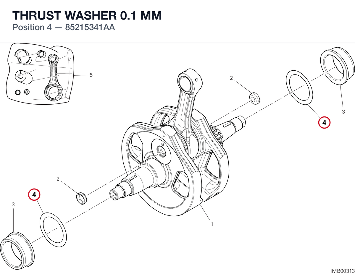 THRUST WASHER 0.1 MM 85215341AA diagram position