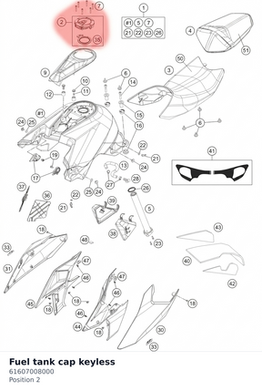 Diagram preview: Fuel tank cap keyless (61607008000)
