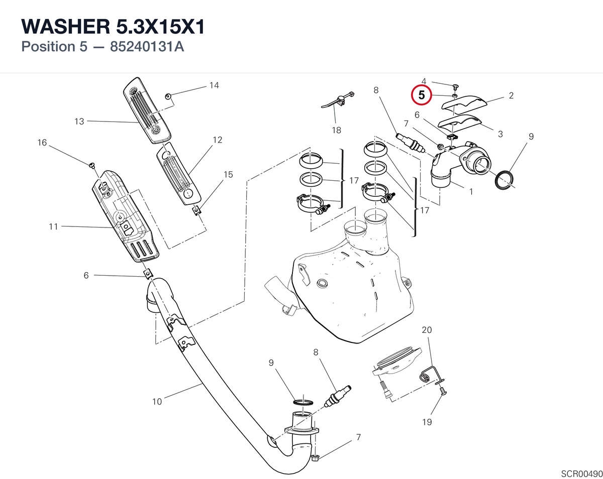 WASHER 5.3X15X1 85240131A diagram position