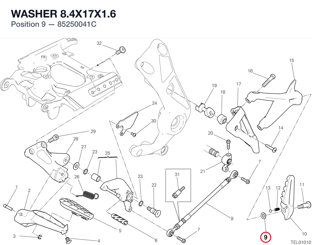 WASHER 8.4X17X1.6 85250041C diagram position