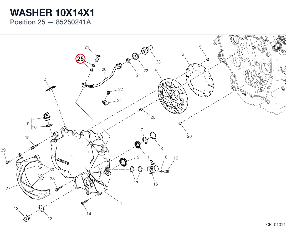 WASHER 10X14X1 85250241A diagram position