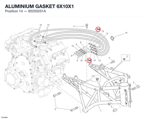 ALUMINIUM GASKET 6X10X1 85250251A diagram position