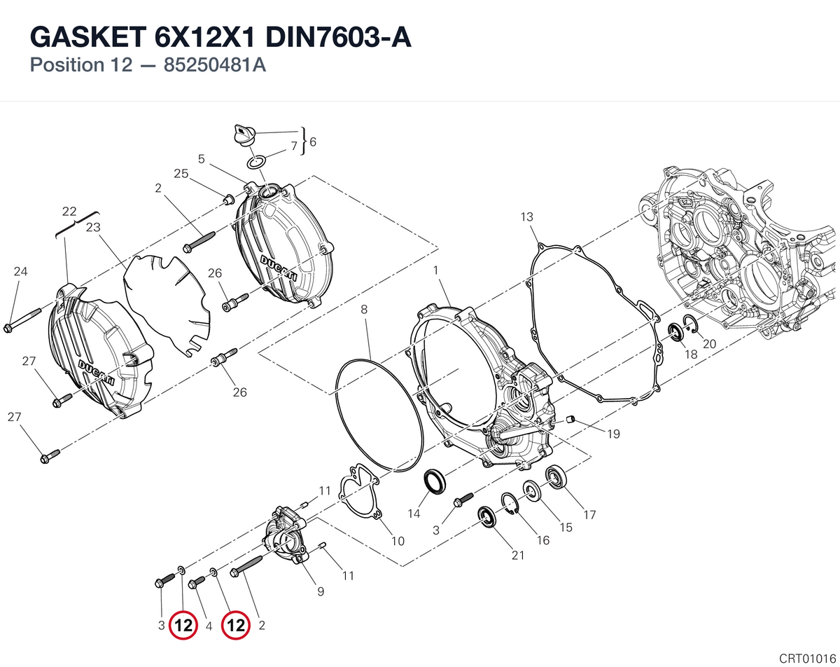 GASKET 6X12X1 DIN7603-A 85250481A diagram position