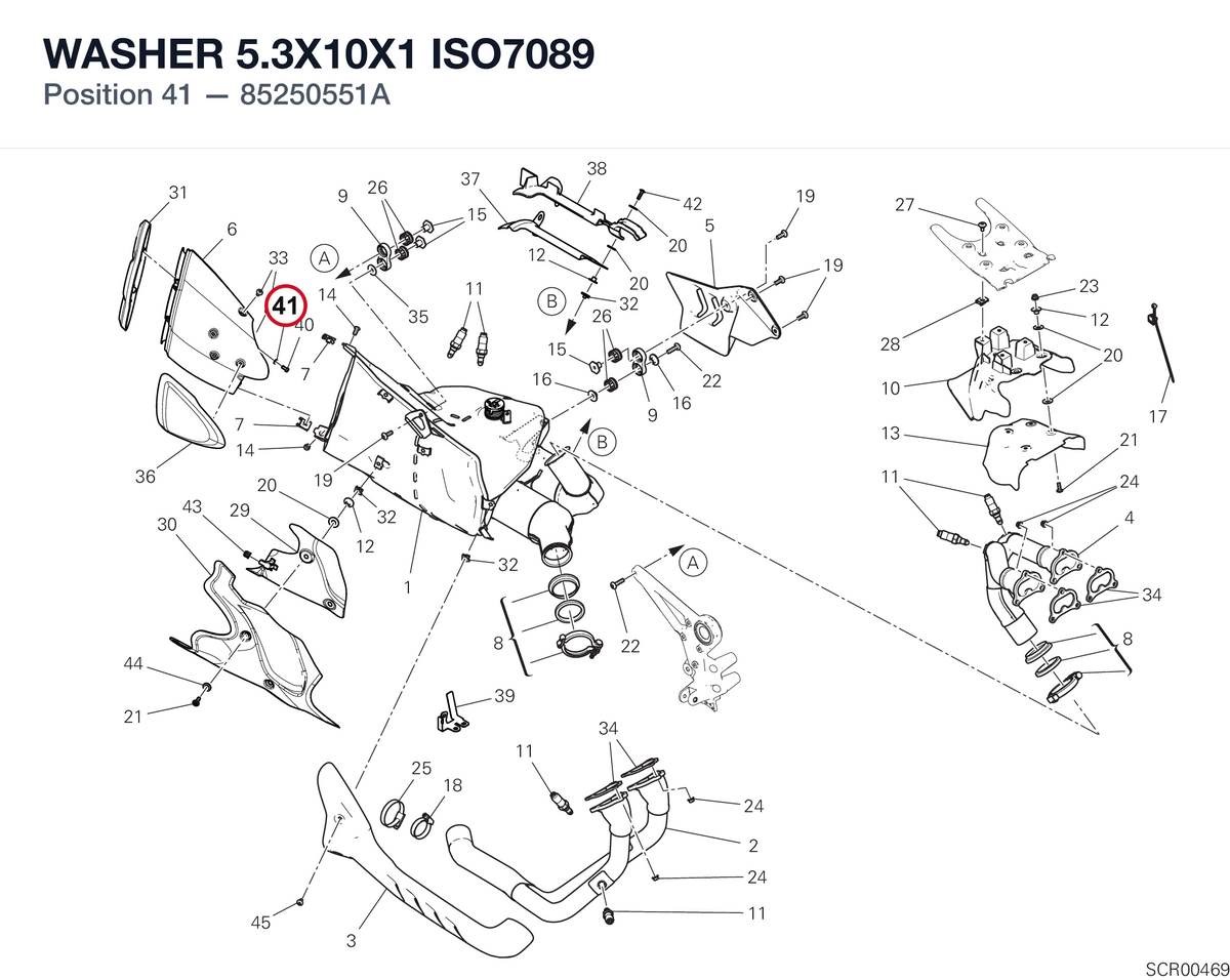 WASHER 5.3X10X1 ISO7089 85250551A diagram position