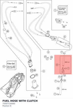 Diagram preview: FUEL HOSE WITH CLUTCH (75007116060)