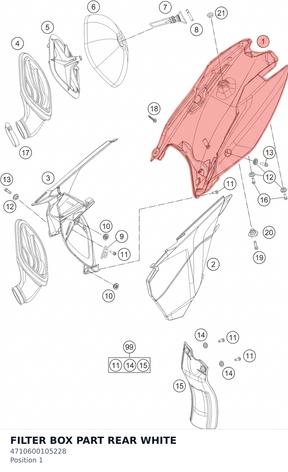 Diagram preview: FILTER BOX PART REAR WHITE (4710600105228)