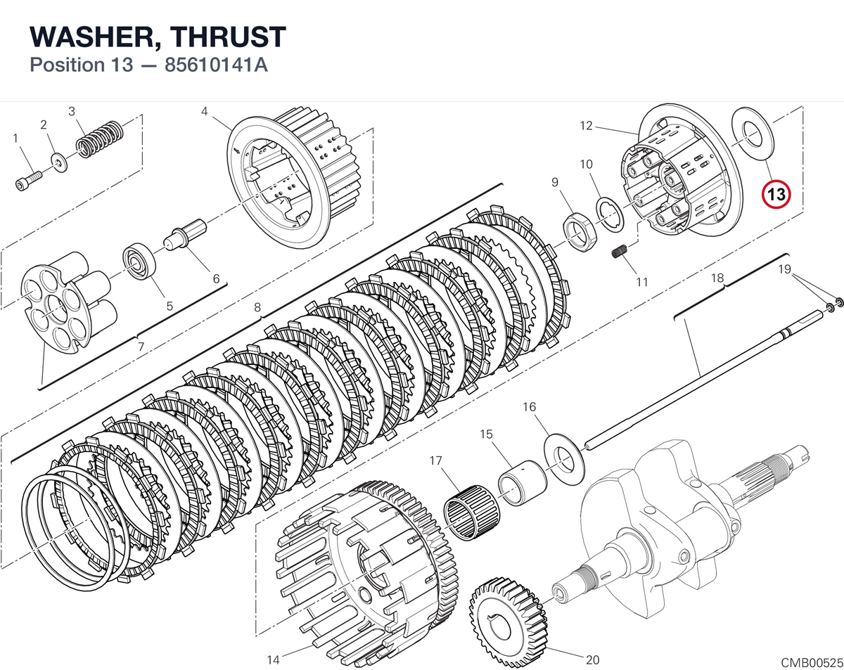 WASHER, THRUST 85610141A diagram position