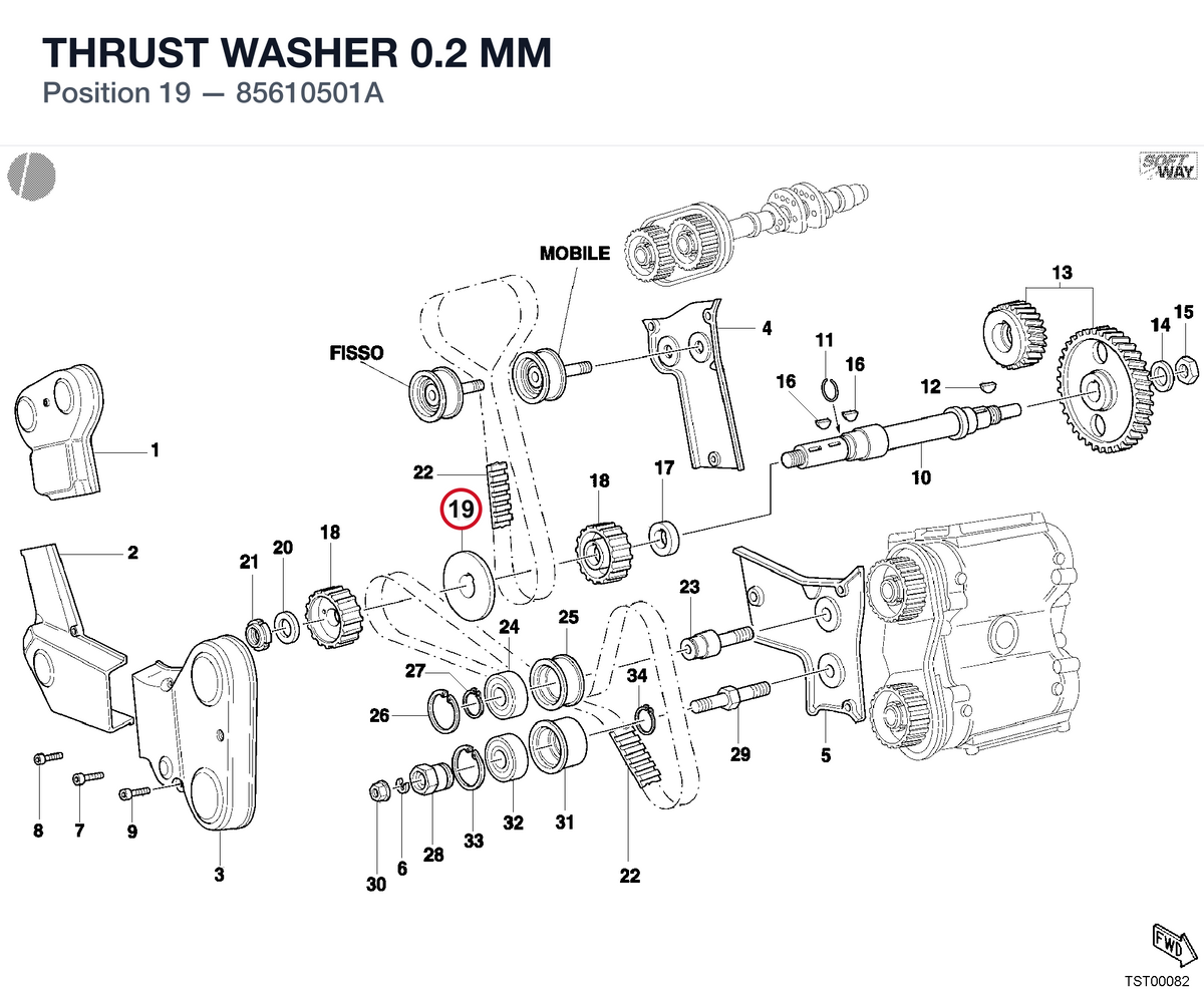 THRUST WASHER 0.2 MM 85610501A diagram position