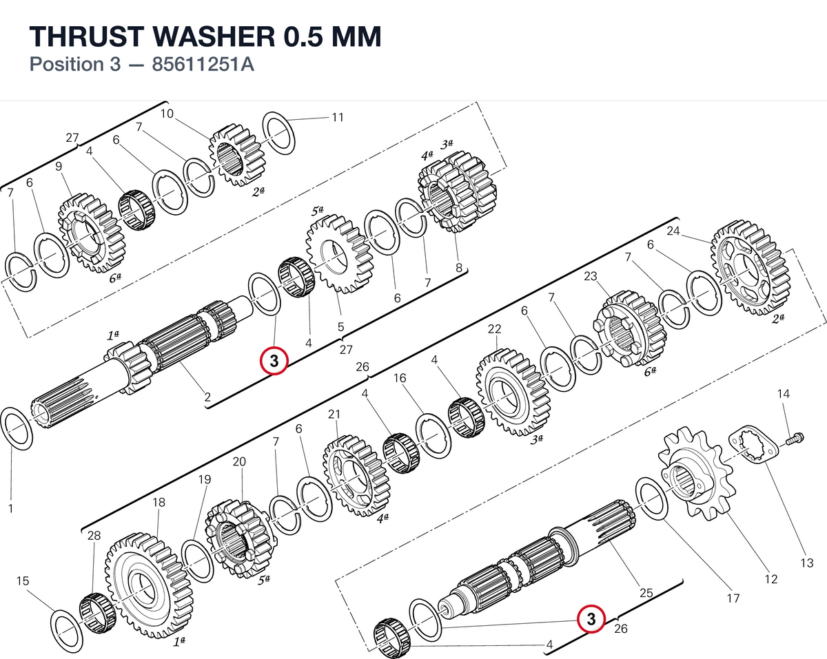 THRUST WASHER 0.5 MM 85611251A diagram position