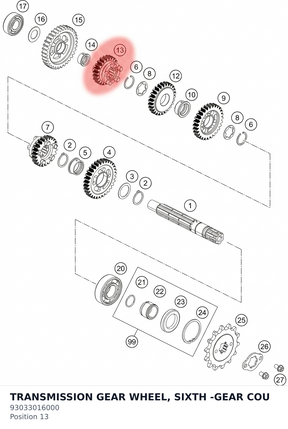 Diagram preview: TRANSMISSION GEAR WHEEL, SIXTH -GEAR COU (93033016000)