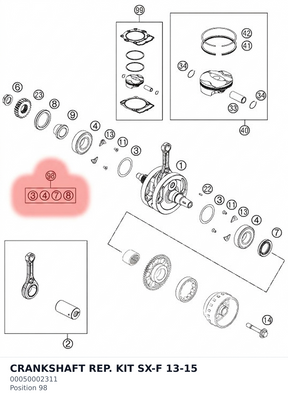 Diagram preview: CRANKSHAFT REP. KIT SX-F 13-15 (00050002311)