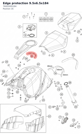 Diagram preview: Edge protection 9.5x6.5x184 (76003095184)