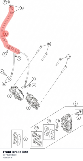 Diagram preview: Front brake line (61742003000)