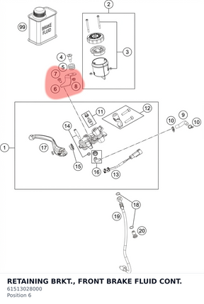 Diagram preview: RETAINING BRKT., FRONT BRAKE FLUID CONT. (61513028000)