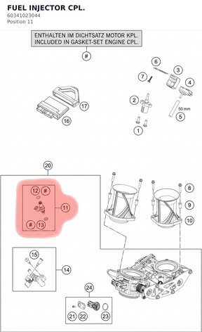 Diagram preview: FUEL INJECTOR CPL. (60341023044)