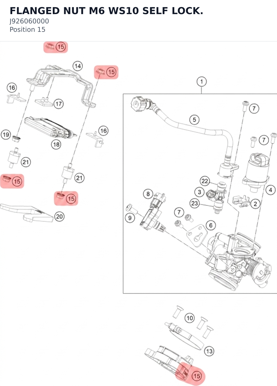 Diagram preview: FLANGED NUT M6 WS10 SELF LOCK. (J926060000)